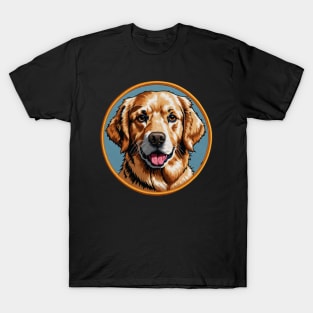 Golden Retriever Embroidered Patch T-Shirt